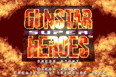 Gunstar Super Heroes title screen for GameBoy Advance
